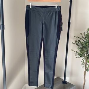 Dex Faux Leather Front, Moto Leggings Black